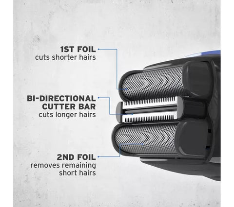 WAHL Clean & Close Foil Shaver | Wet & Dry Use | 90min Run | Black & Blue