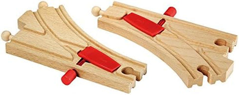 BRIO 33344 Mechanical Switches – 2‑Pack Wooden Train Track Points