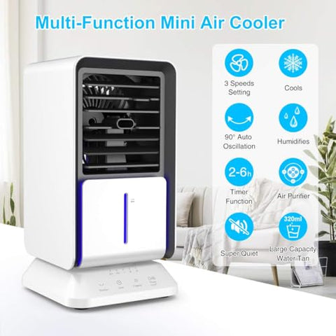 Infray Portable Oscillating Air Cooler – Mini Evaporative Fan for Desk
