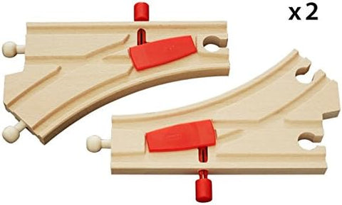 BRIO 33344 Mechanical Switches – 2‑Pack Wooden Train Track Points