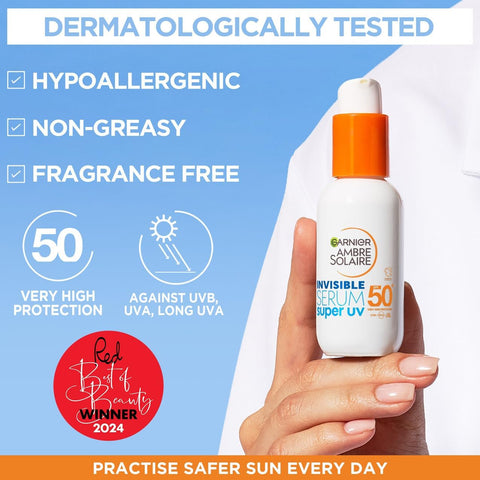 Garnier SPF 50+ Super UV Face Serum – Invisible Vegan Daily Sunscreen