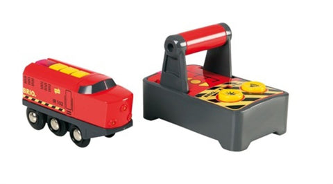 BRIO World Remote Control Train Engine 33213 – Battery-Powered Wooden Toy with Controller, Lights & Sound – Compatible with BRIO Railway for Ages 3+