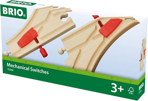 BRIO 33344 Mechanical Switches – 2‑Pack Wooden Train Track Points