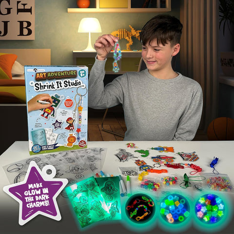 Original Stationery Shrink It Studio – 110+ Pc Keychain Maker Kit for Boys