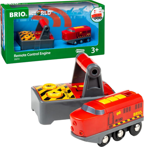 BRIO World Remote Control Train Engine 33213 – Battery-Powered Wooden Toy with Controller, Lights & Sound – Compatible with BRIO Railway for Ages 3+