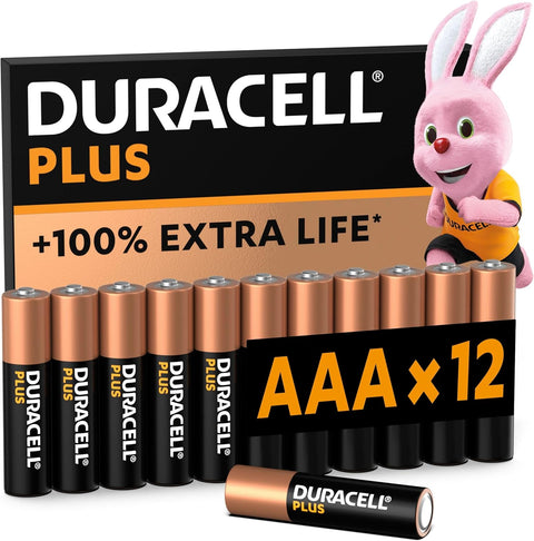 Duracell Plus AAA Batteries (12 Pack) - Alkaline 1.5V - Up To 100% Extra Life