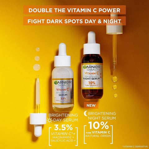 Garnier Night Serum, 10% Pure Vitamin C & Hyaluronic Acid - 30ml