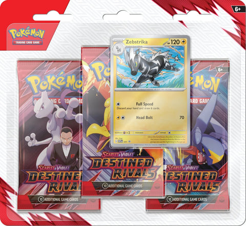 Pokémon TCG Scarlet & Violet—Destined Rivals 3-Pack Blister (Zebstrika Promo)