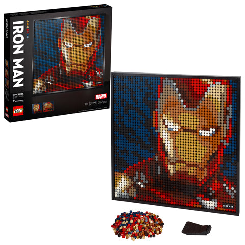 LEGO Art Marvel Studios Iron Man (Set 31199 – 3,167‑Piece Mosaic Portrait with 3 Build Options, Included Soundtrack & Wall Frame – Ages 18+
