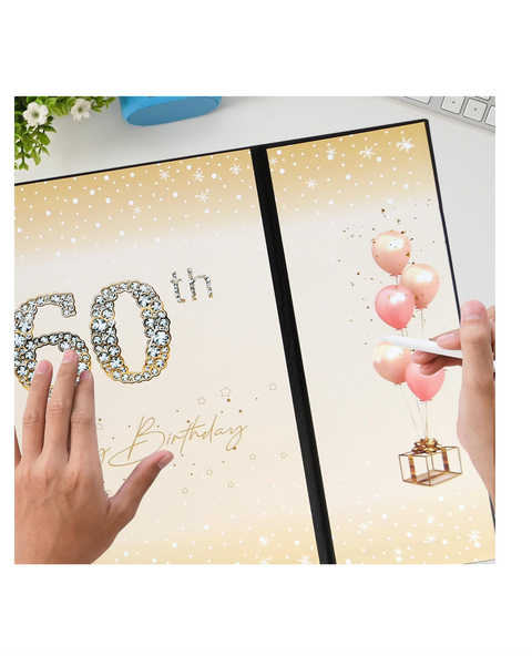 Shlnurae Birthday Guest Book Black Gold,12 * 8.9 inch Signing Birthday Guest Book, 60th