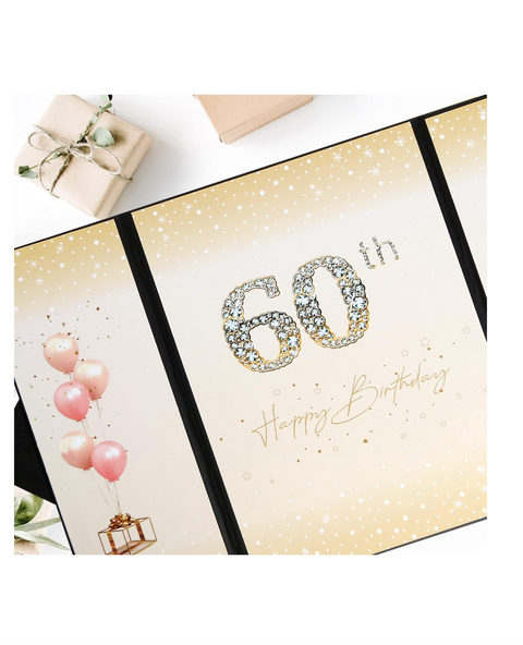 Shlnurae Birthday Guest Book Black Gold,12 * 8.9 inch Signing Birthday Guest Book, 60th