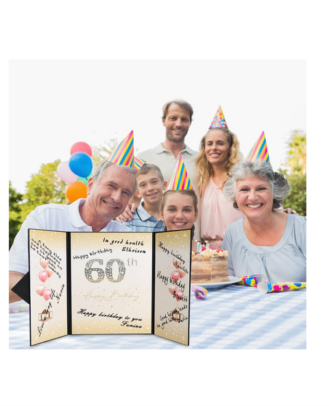 Shlnurae Birthday Guest Book Black Gold,12 * 8.9 inch Signing Birthday Guest Book, 60th