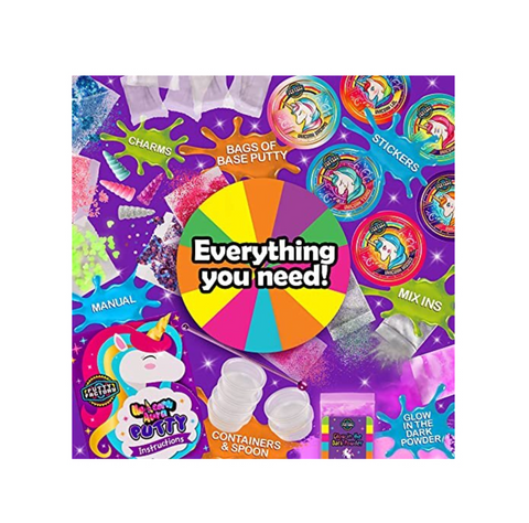 Original Stationery Unicorn Aura Glow-in-the-Dark Putty Kit – Sensory Set for Girls