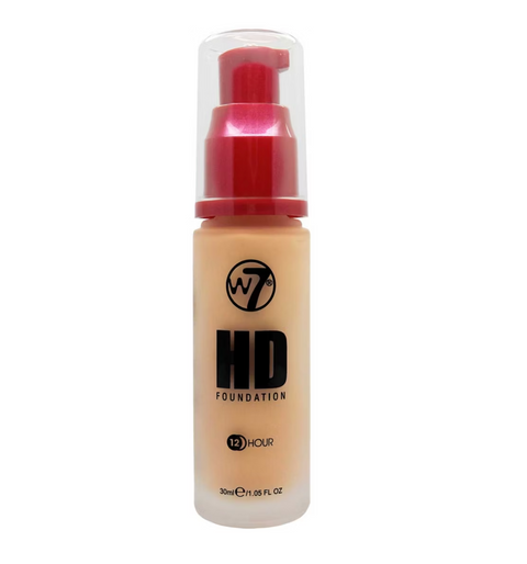 W7 HD Foundation – Early Tan 30 ml | Vegan, Cruelty‑Free Medium Coverage Matte Foundation, 12‑Hour High‑Definition Finish | Pump Bottle