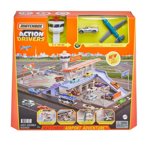 Matchbox Action Drivers AIrport Adventure Playset, Toy Car & Toy Plane in 1:64 Scale