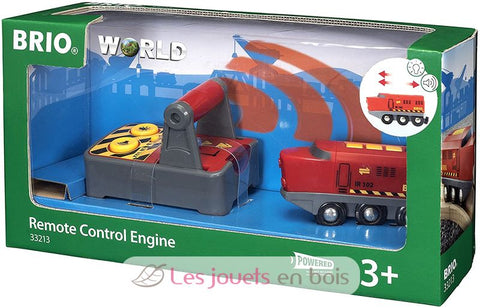 BRIO World Remote Control Train Engine 33213 – Battery-Powered Wooden Toy with Controller, Lights & Sound – Compatible with BRIO Railway for Ages 3+