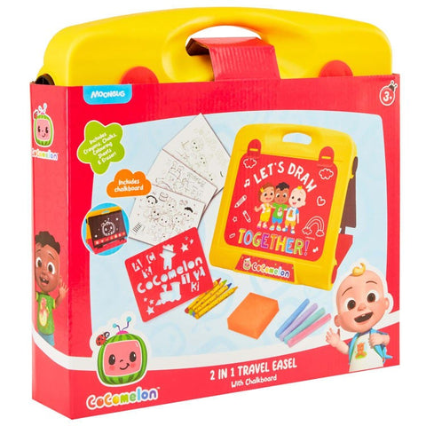 Cocomelon 2-in-1 Travel Easel & Chalkboard – Portable Art Station for Kids