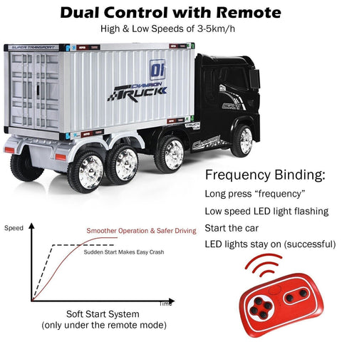 Kids Electric Ride On Truck with Detachable Trailer | 12V 4WD Remote Control