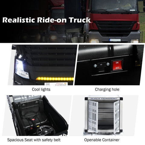 Kids Electric Ride On Truck with Detachable Trailer | 12V 4WD Remote Control