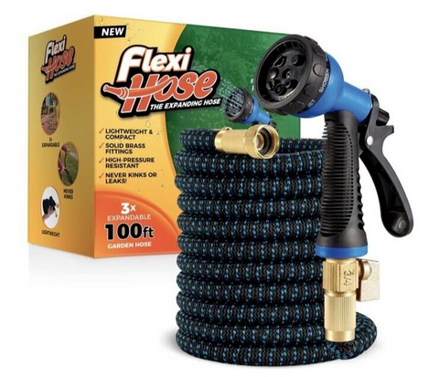 Flexi Hose Upgraded Expandable Garden Hose 8 Function Spray Gun 30m/100ft