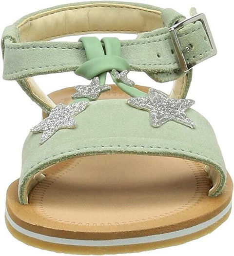Clarks Finch Summer T Sandals | Light Green Suede | Girls Casual Shoes