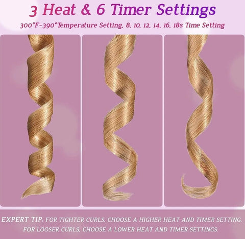 Cordless Auto Rotating Hair Curler | Ceramic Wireless Curling Wand – Pink/White