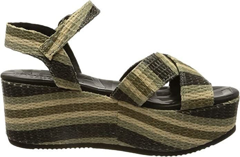 Shabbies Amsterdam Women’s Stripe Sandals – Green/Black SHS1098