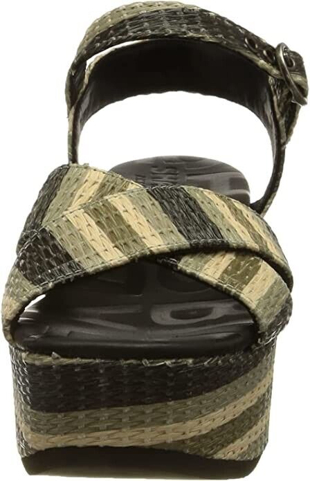Shabbies Amsterdam Women’s Stripe Sandals – Green/Black SHS1098
