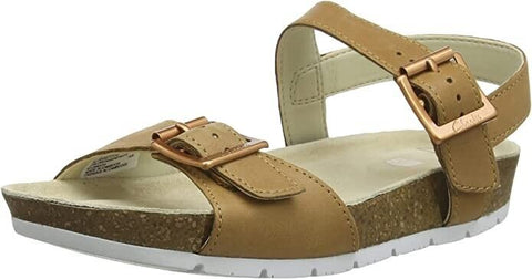 Clarks River Sand K Sandal Tan Leather
