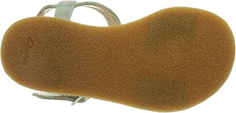 Clarks Finch Summer T Sandals | Light Green Suede | Girls Casual Shoes