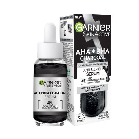 Garnier Skinactive 4% AHA + BHA & Niacinamide Charcoal Serum - 30ml