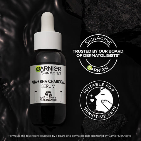 Garnier Charcoal AHA BHA Serum | Blemish & Texture Care | 30ml