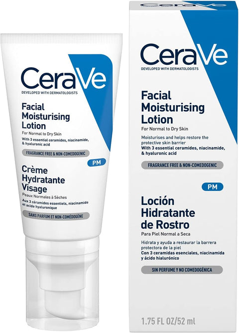 Cerave Pm Facial Moisturising Lotion, CeraVe PM Facial Moisturising Lotion Normal to Dry Skin, 52ml