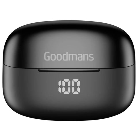 Goodmans True Wireless lED Metallic Earphones ENC Clearcalls with 4 Mics - Black
