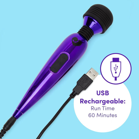 Lovehoney Purple Power Mini Massage Wand Vibrator Kit – Rechargeable Mini Wand