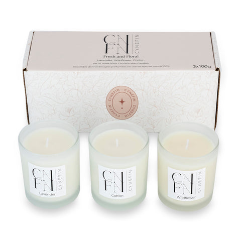 Fresh and Floral Scented Candles Gift Set 100% Coconut Wax Candles | 3 x 100g