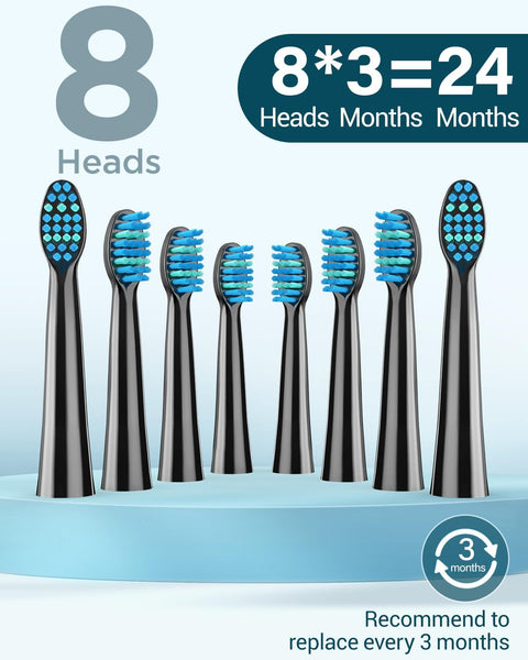 Sonic Electric Toothbrush for Adults and Kids - Rechargeable Sonic Toothbrush with 8 Brush Heads