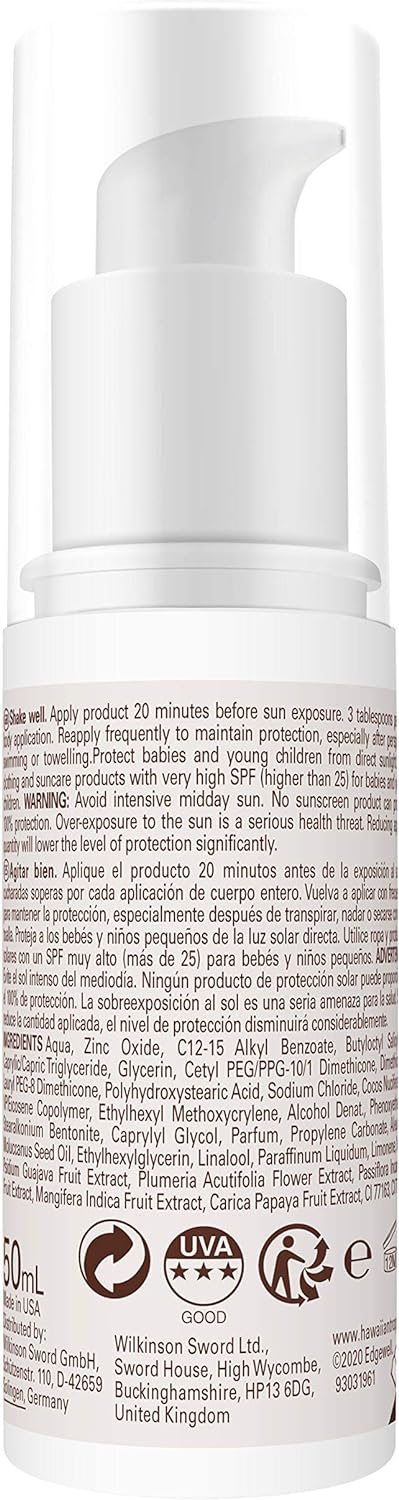 HAWAIIAN TROPIC Mineral Facial Milk SPF30 50ml Sunscreen for Face