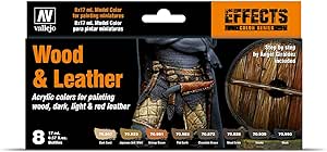Vallejo Wood and Leather Paint Set, AV Vallejo Wood and Leather Model Color Set, red - 17ml (Pack of 8)