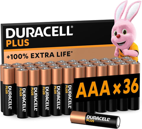 Duracell Plus AAA Batteries (36 Pack) - Alkaline 1.5V - Up To 100% Extra Life