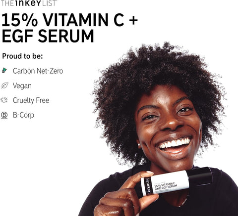 The INKEY List 15% Vitamin C and EGF Serum Helps to Intensively Brighten All Skin Types - 30ml