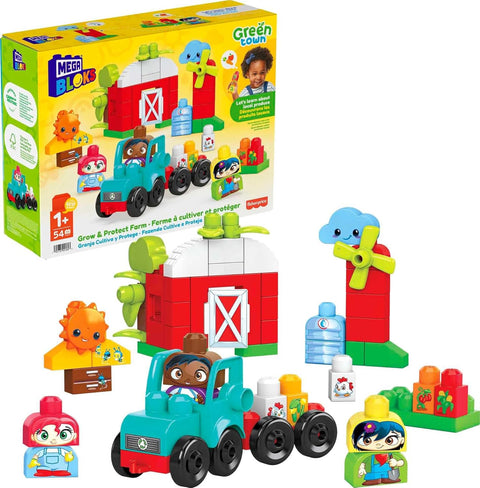 Fisher Price MEGA BLOKS Green Town Grow & Protect Farm with 51 Pieces 3 Figures