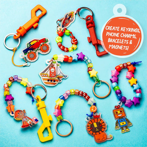 Original Stationery | Art Adventure Shrink It Studio, Keychain Maker Kit for Boys to Make Awesome Charms with 110+ Pieces, Fun Shrink Art Kits for Kids