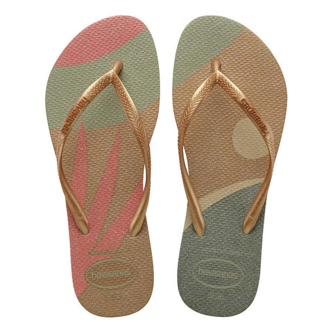 Havaianas Girl’s Slim Palette Glow Mini Me Flip Flop, Sand Grey Golden | Damaged Packaging