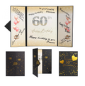 Shlnurae Birthday Guest Book Black Gold,12 * 8.9 inch Signing Birthday Guest Book, 60th