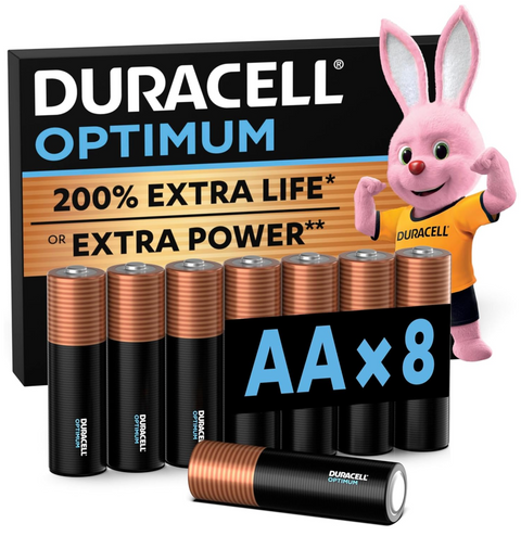 DURACELL Optimum AA Alkaline Batteries - Pack of 8