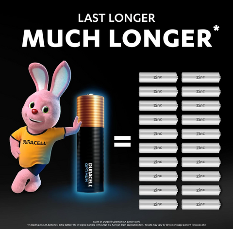 DURACELL Optimum AA Alkaline Batteries - Pack of 8