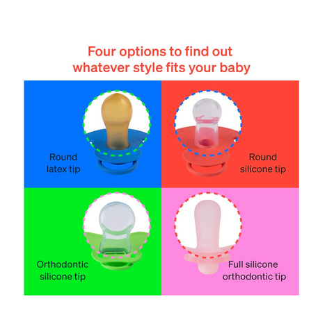 Baby Pacifiers 0-6M | Starter Kit | Silicone & Natural Rubber | Orthodontic & Teething Soothers | 4-Pack