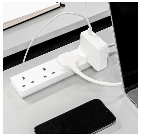 DESIRETECH White Electric Extension Lead - 4 Gang, 5 Metre Cable with UK Plug
