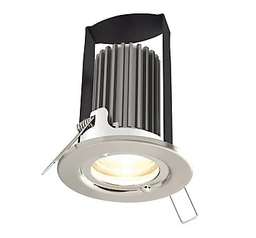 Diall Integrated LED Fixed Fire Rated Brushed Nickel Downlight 6.5W ip65 Cool White | Clearance